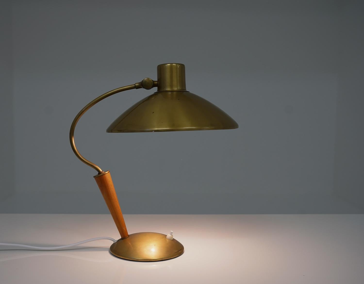 Swedish Midcentury Table Lamp in Brass by Malmströms 2