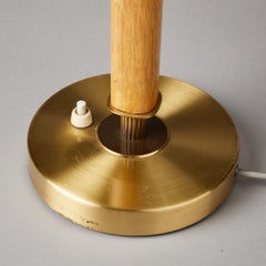 Swedish Midcentury Table Lamp in Brass, Crystal and Wood by Boréns