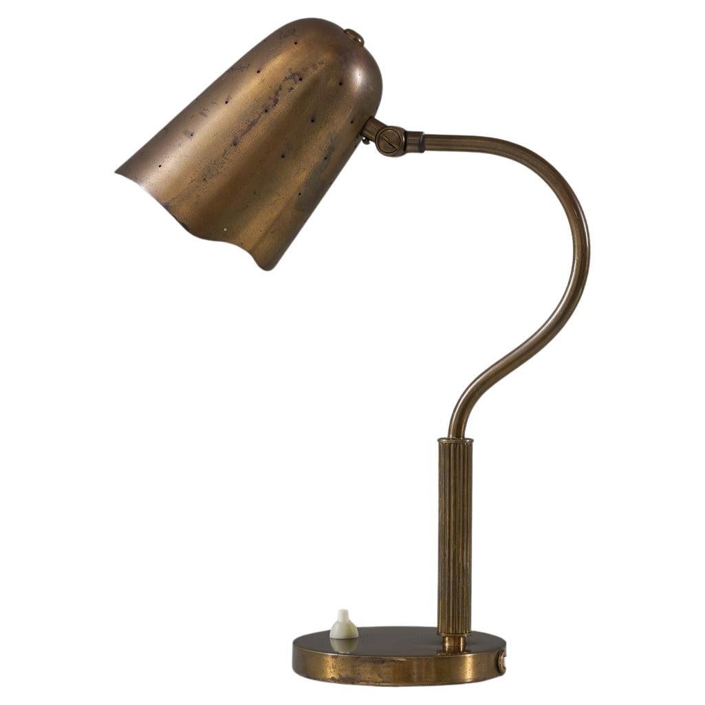 Swedish Midcentury Table Lamp in Perforated Brass For Sale