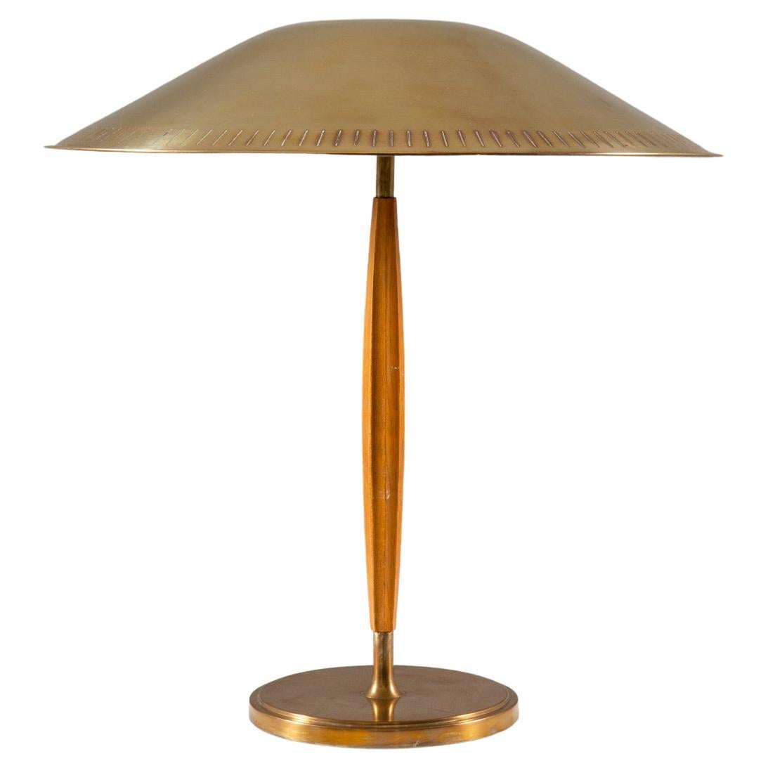 Swedish Midcentury Table Lamp in Teak and Brass by Böhlmarks