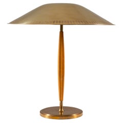 Swedish Midcentury Table Lamp in Teak and Brass by Böhlmarks