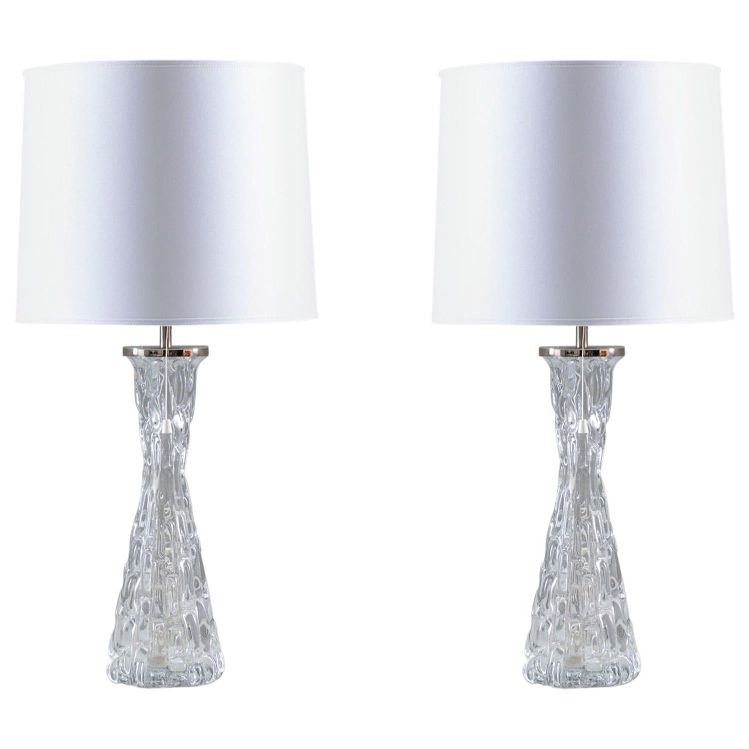 Swedish Midcentury Table Lamps by Carl Fagerlund for Orrefors For Sale