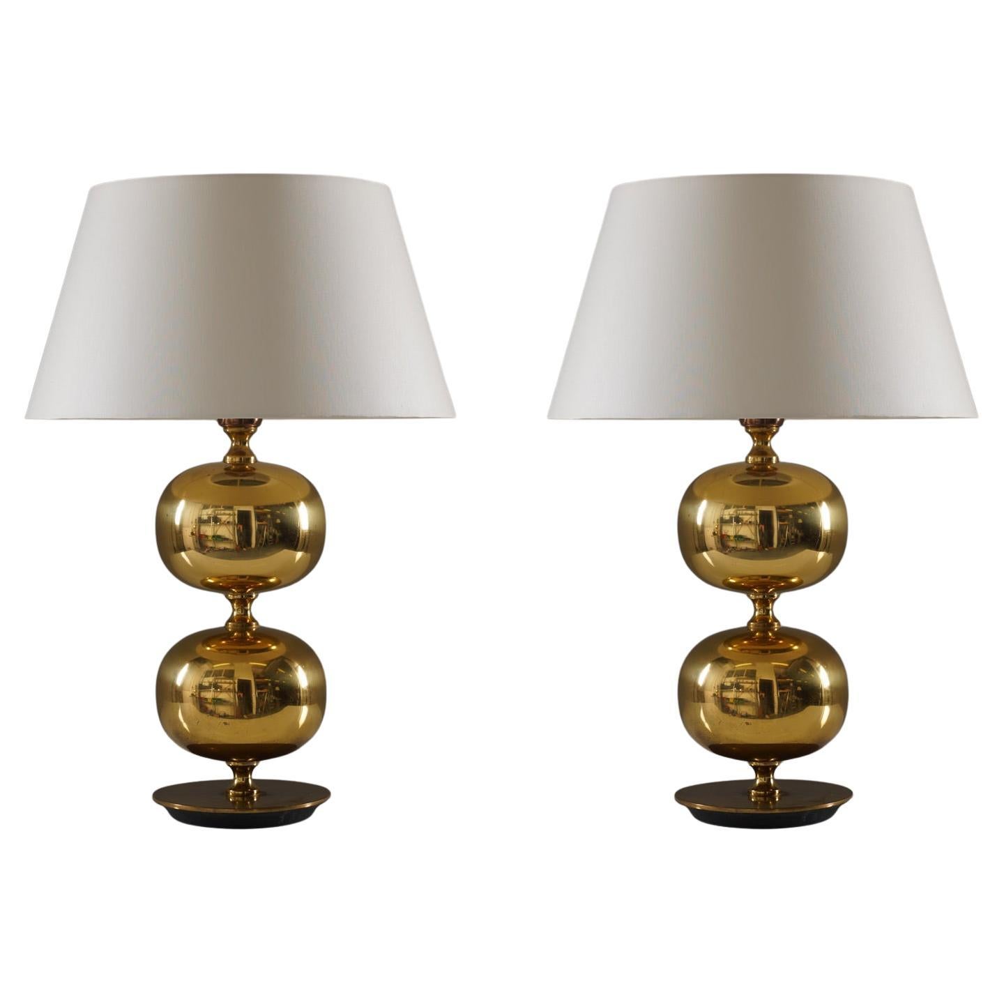 Swedish Midcentury Table Lamps in Brass by Stilarmatur Tranås