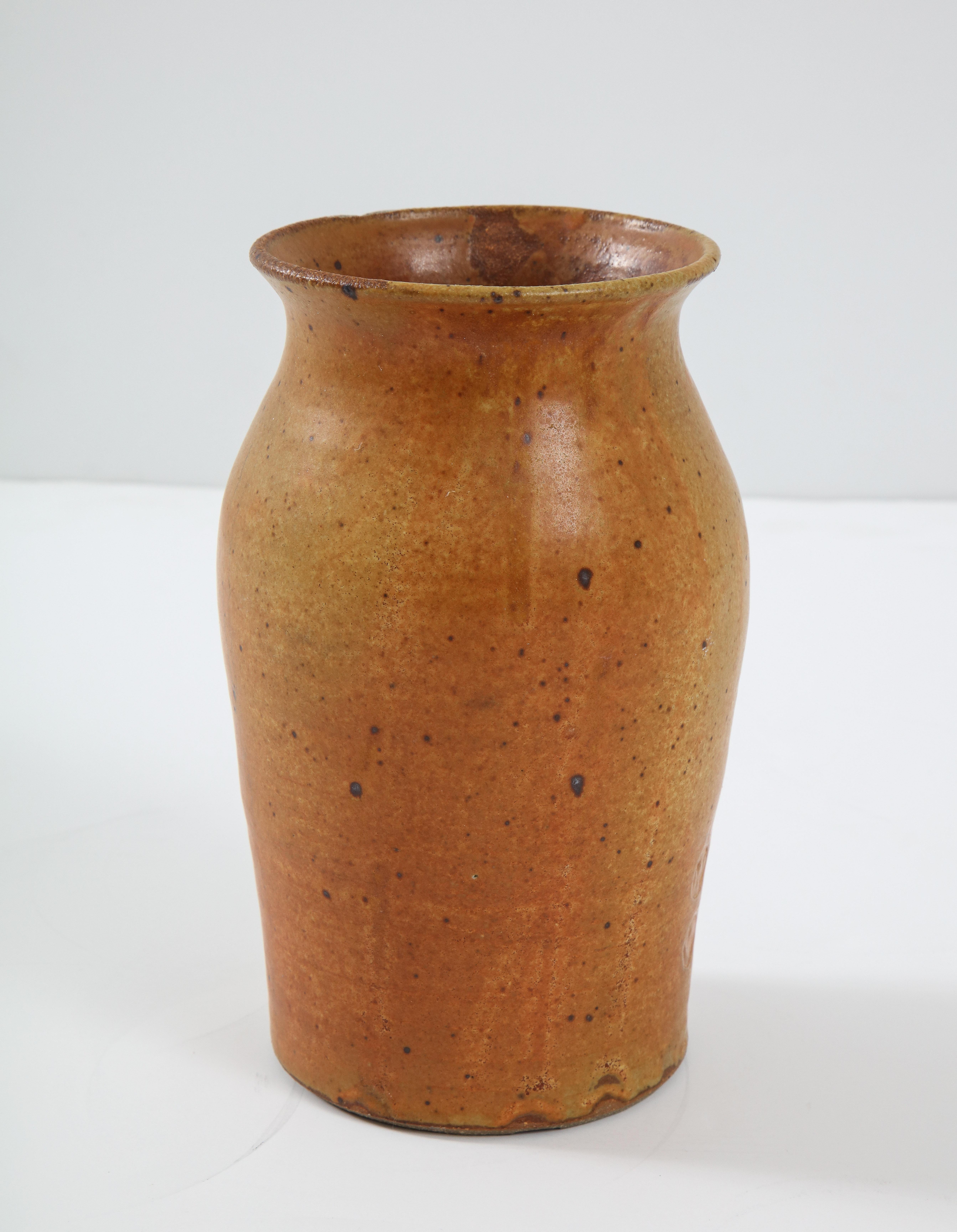 Ceramic Swedish Midcentury Tawny Ocher Vase, circa 1950
