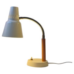 Swedish Midcentury Teak & Brass Beige Table Lamp by GK Gnosjö, 1960s