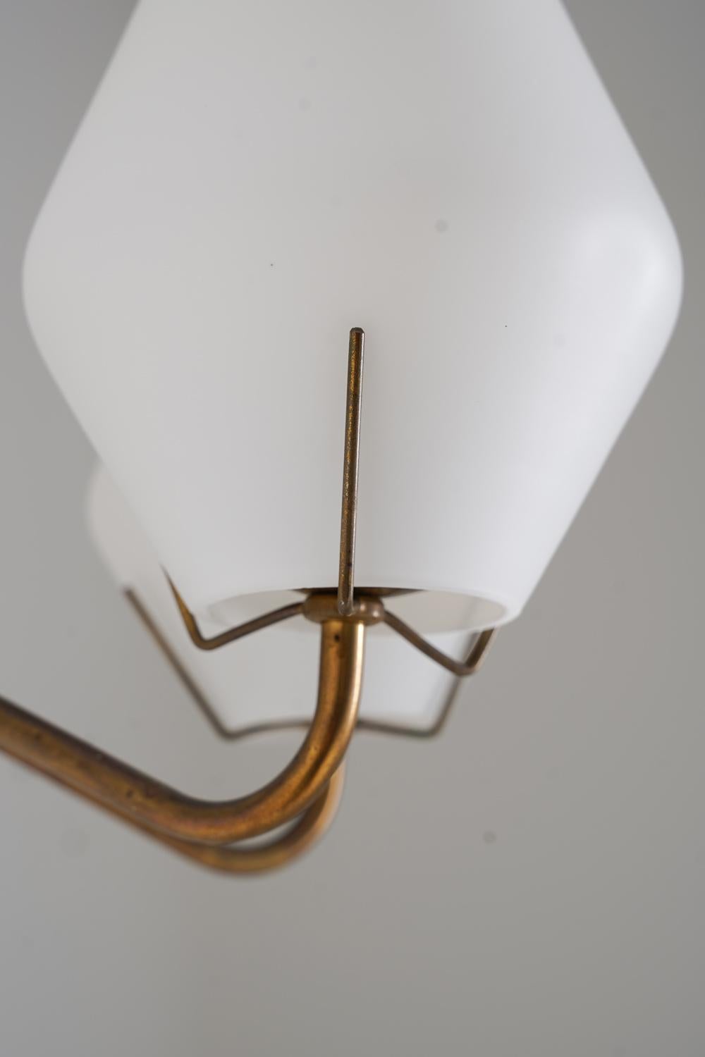 Swedish Midcentury Wall Lamps in Brass and Glass by ASEA For Sale 3