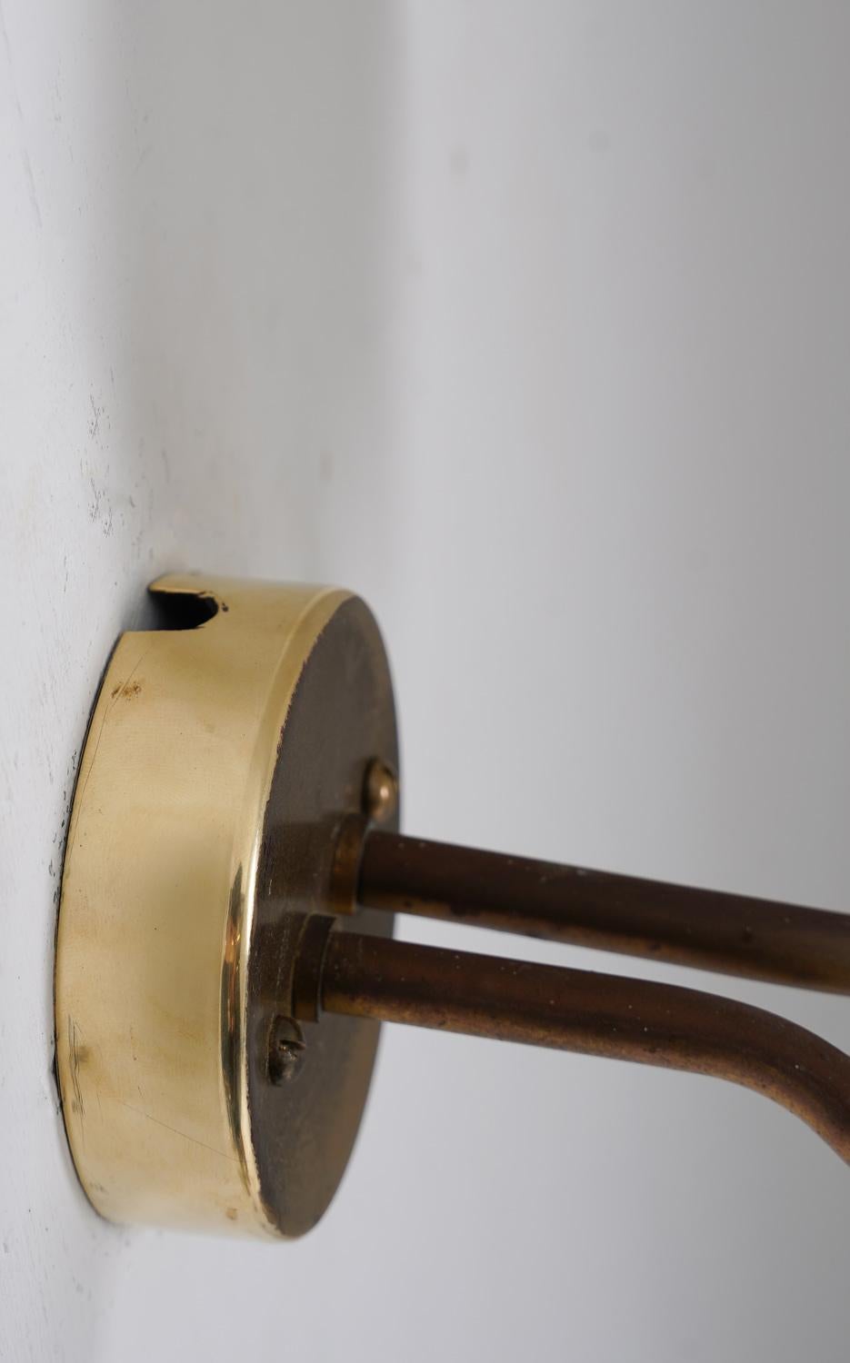 Swedish Midcentury Wall Lamps in Brass and Glass by ASEA For Sale 4