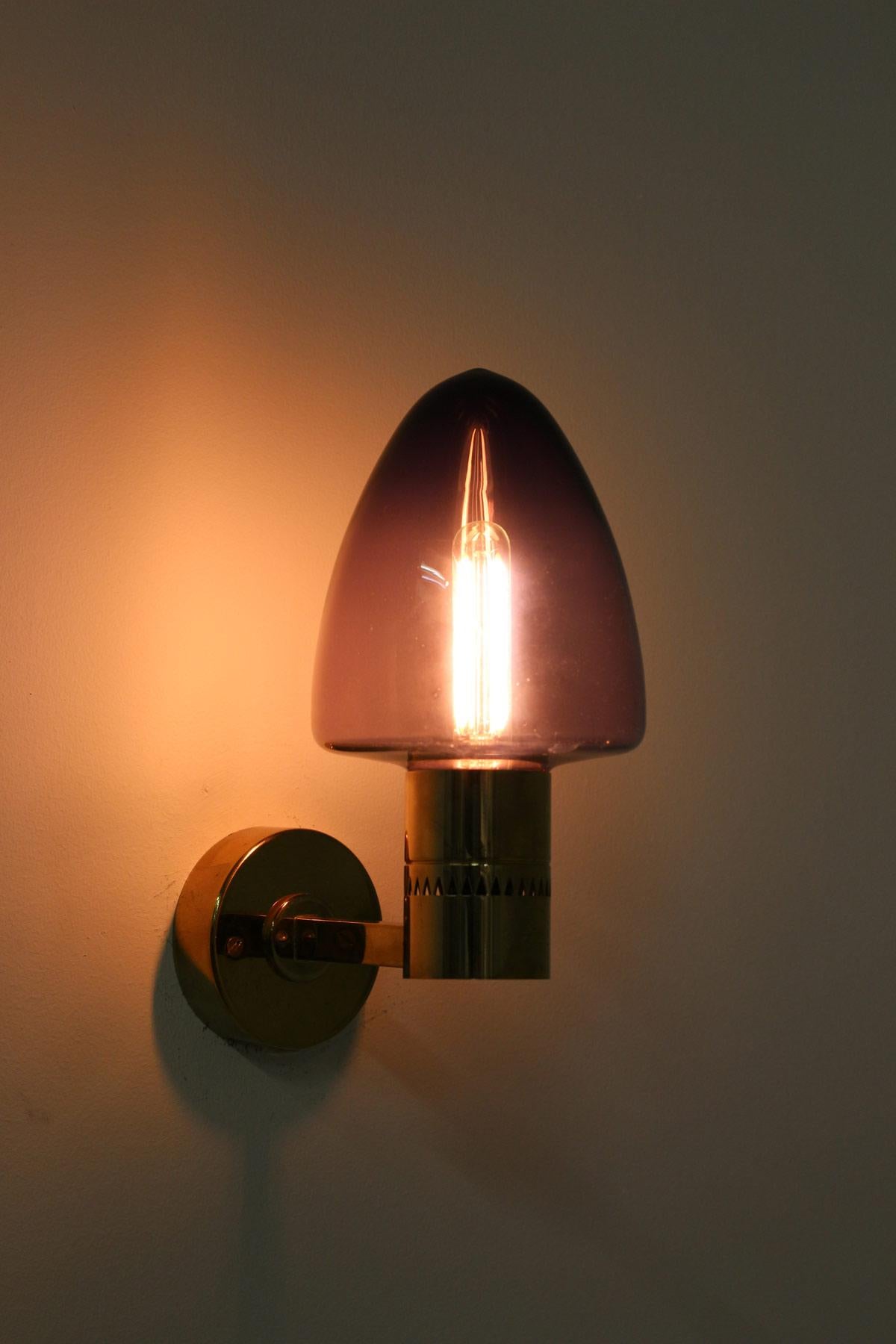 Swedish Midcentury Wall Lamps in Brass and Glass by Hans-Agne Jakobsson 5