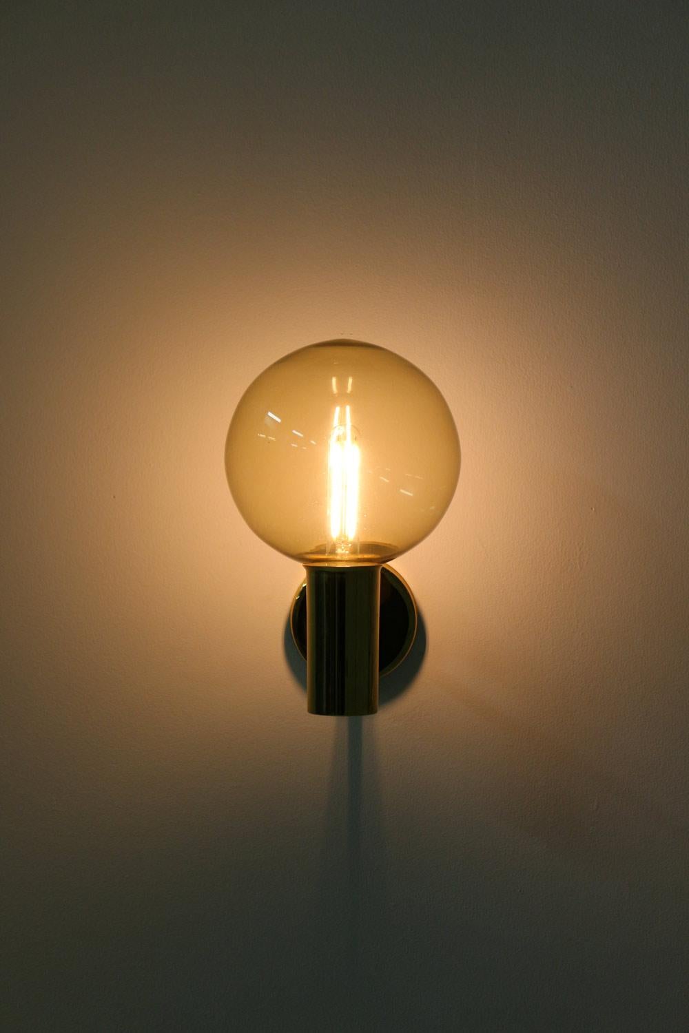 Mid-Century Modern Swedish Midcentury Wall Lamps in Brass and Glass by Hans-Agne Jakobsson