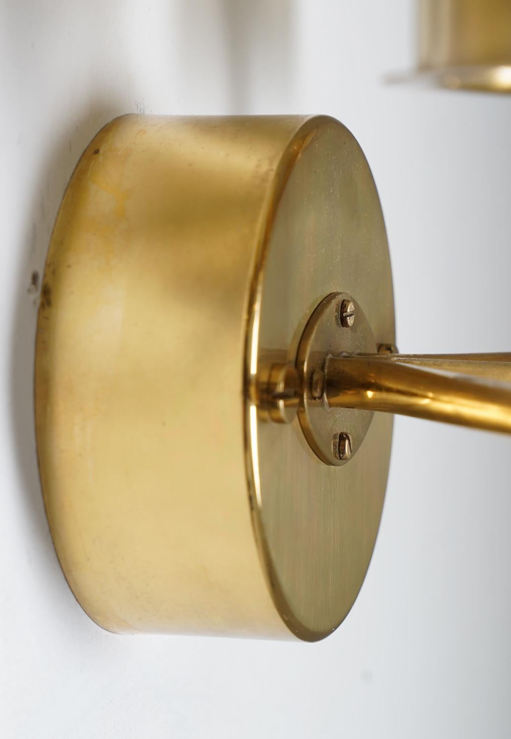 Blown Glass Swedish Midcentury Wall Lamps in Brass and Glass by Hans-Agne Jakobsson For Sale
