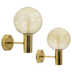 Swedish Midcentury Wall Lamps in Brass and Glass by Hans-Agne Jakobsson
