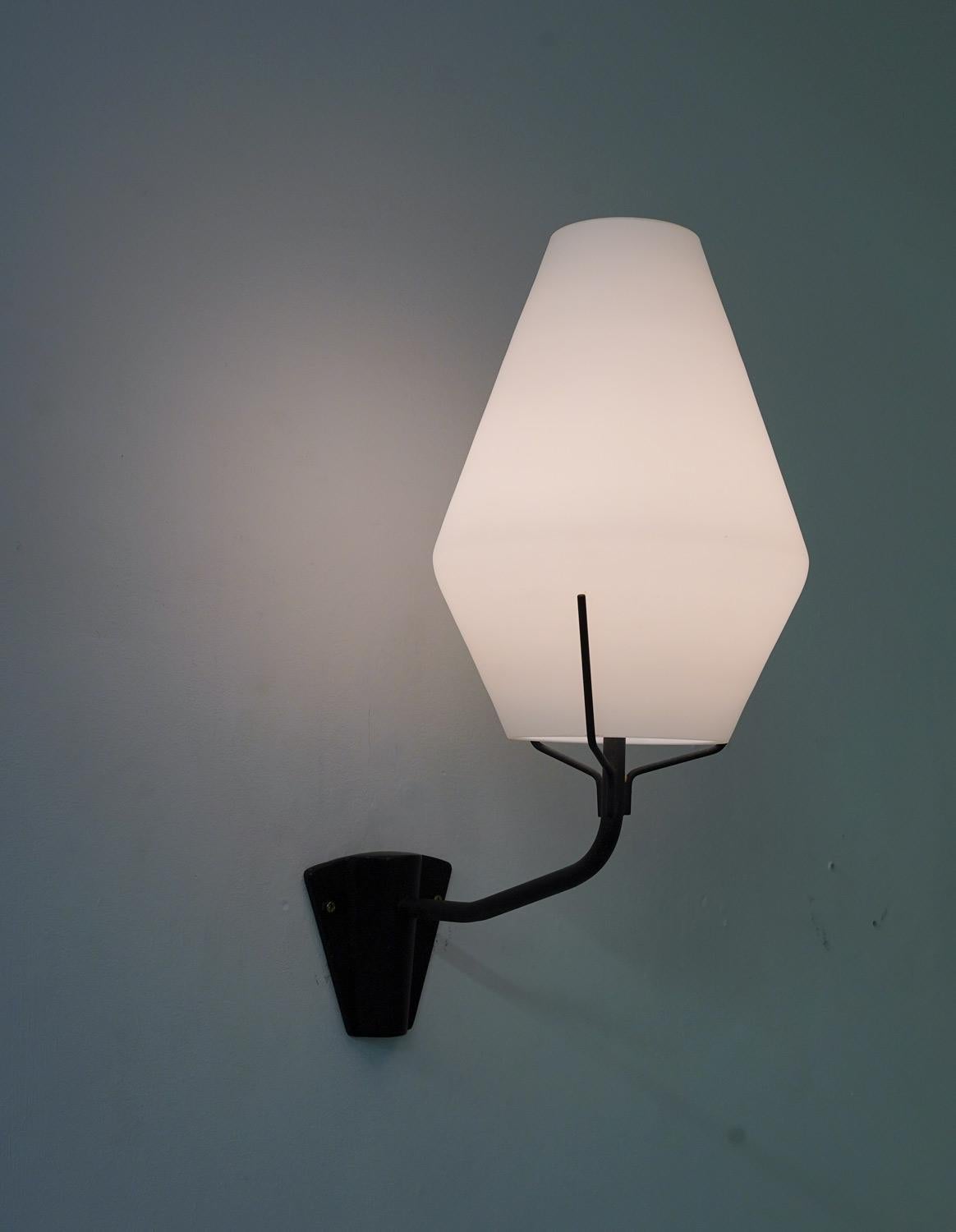Swedish Midcentury Wall Lamps in Metal and Glass by ASEA For Sale 2