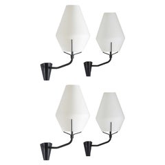 Lampes murales suédoises du milieu du siècle dernier en métal et verre par ASEA