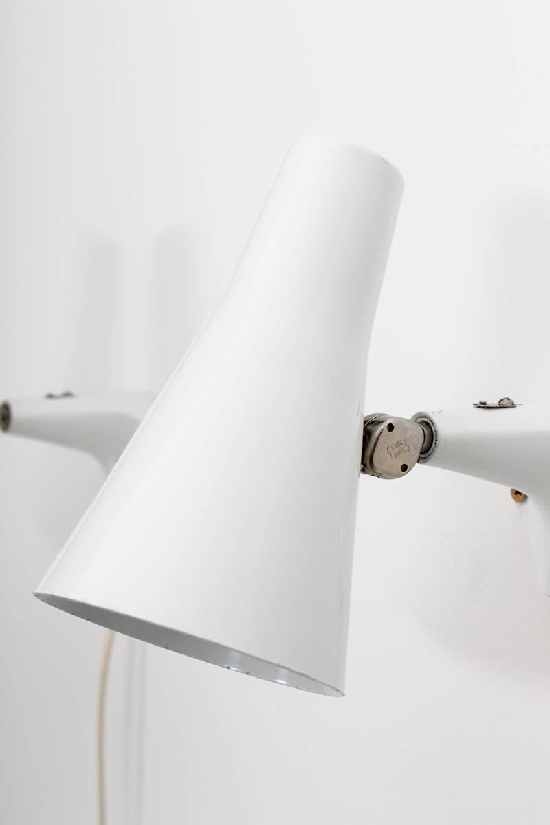 Swedish Midcentury Wall Lamps in White Metal by ASEA 2