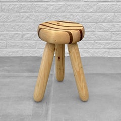 Swedish milking stool in pine and teak by Andreas Zätterqvist