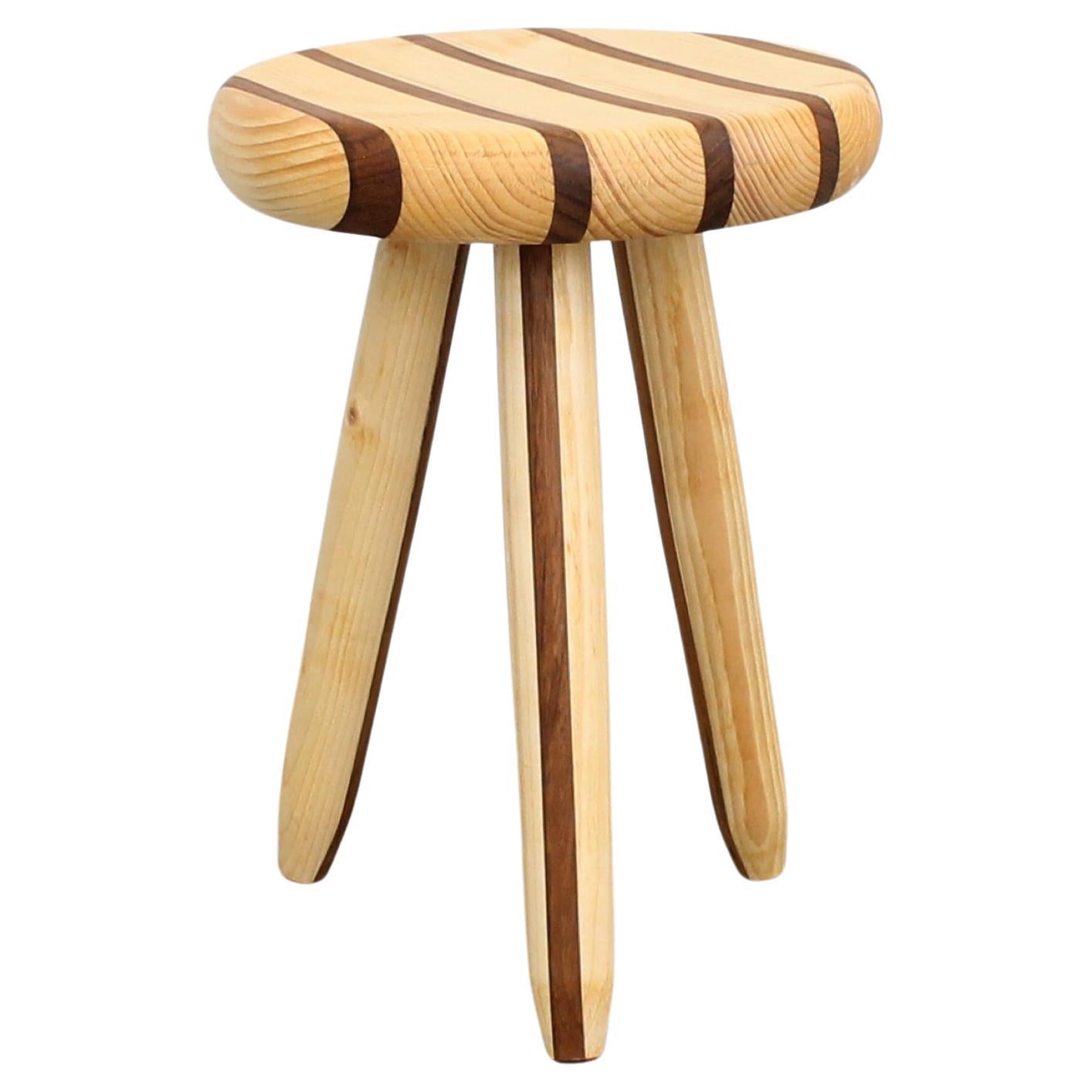Swedish milking stool in pine and teak by Andreas Zätterqvist
