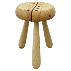 Swedish milking stool in pine and teak by Andreas Zätterqvist