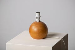 Swedish, Minimalist Round Table Lamp, Pine, Sweden, 1970
