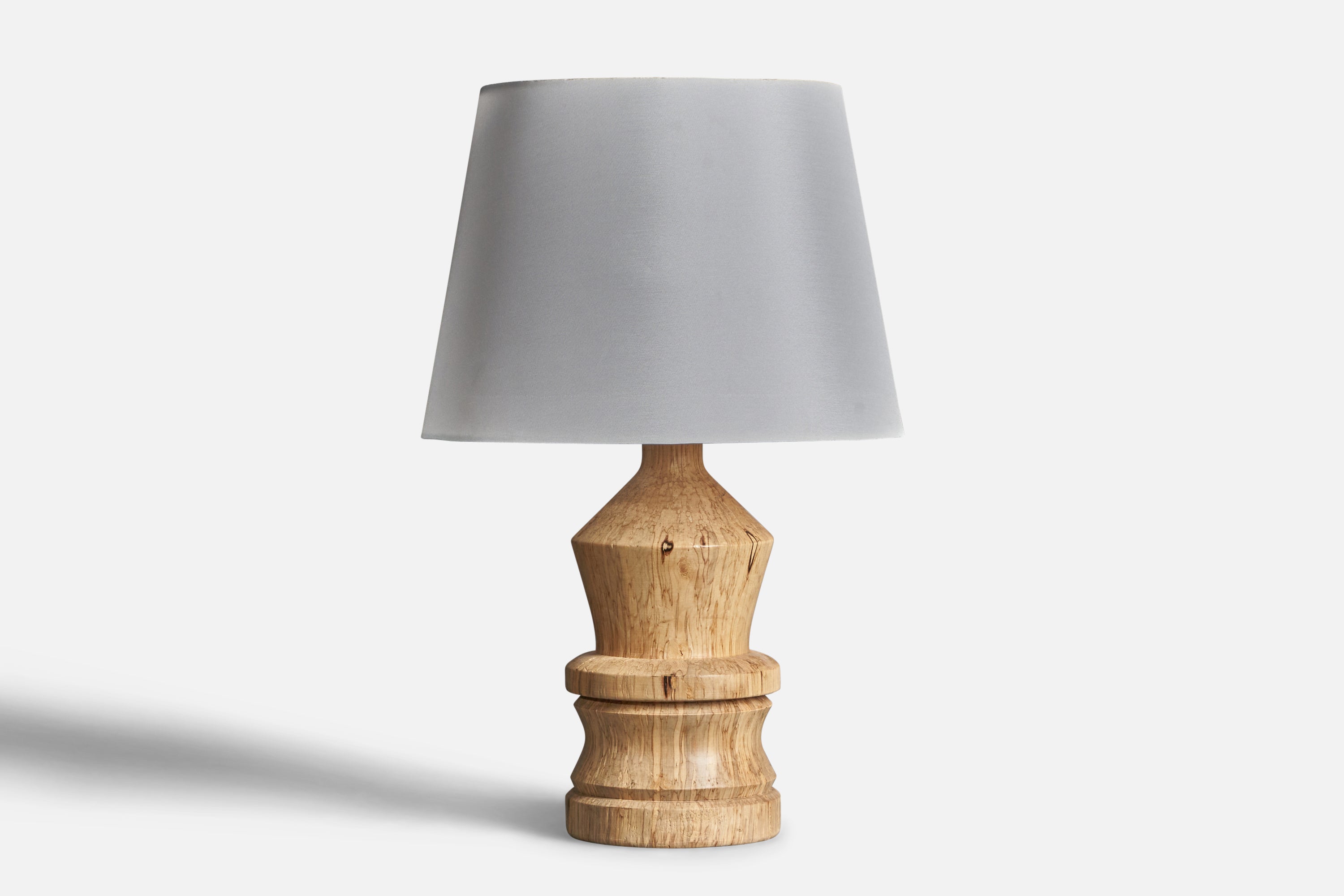 Schwedische, minimalistische Tischlampe, Masur Birke, Rattan, Schweden, 1960er Jahre