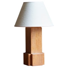 Swedish, Minimalist Table Lamp, Oak, Sweden, 1960s
