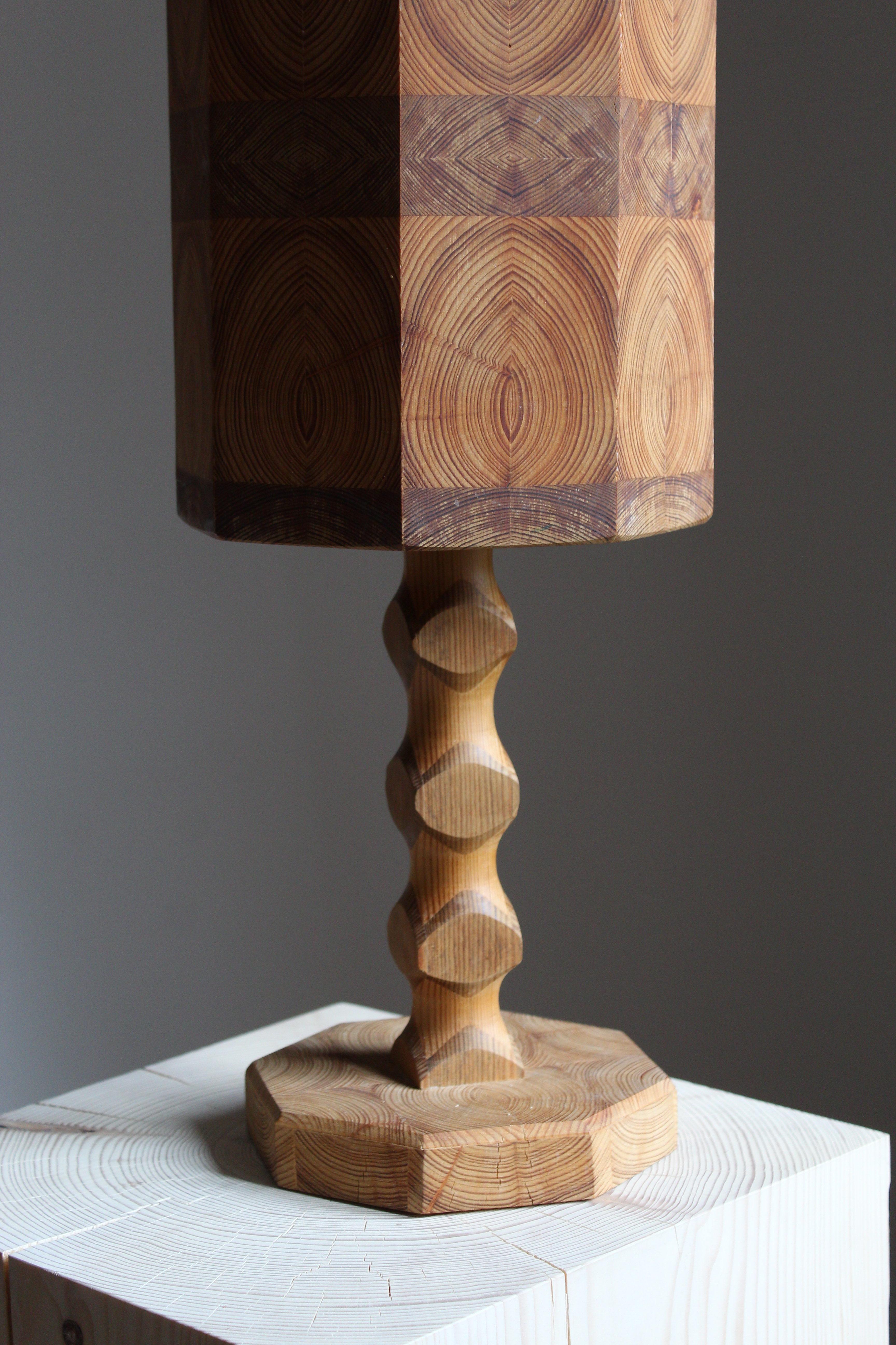 Mid-Century Modern Swedish, Minimalist Table Lamp, Pine, Sweden, 1960s