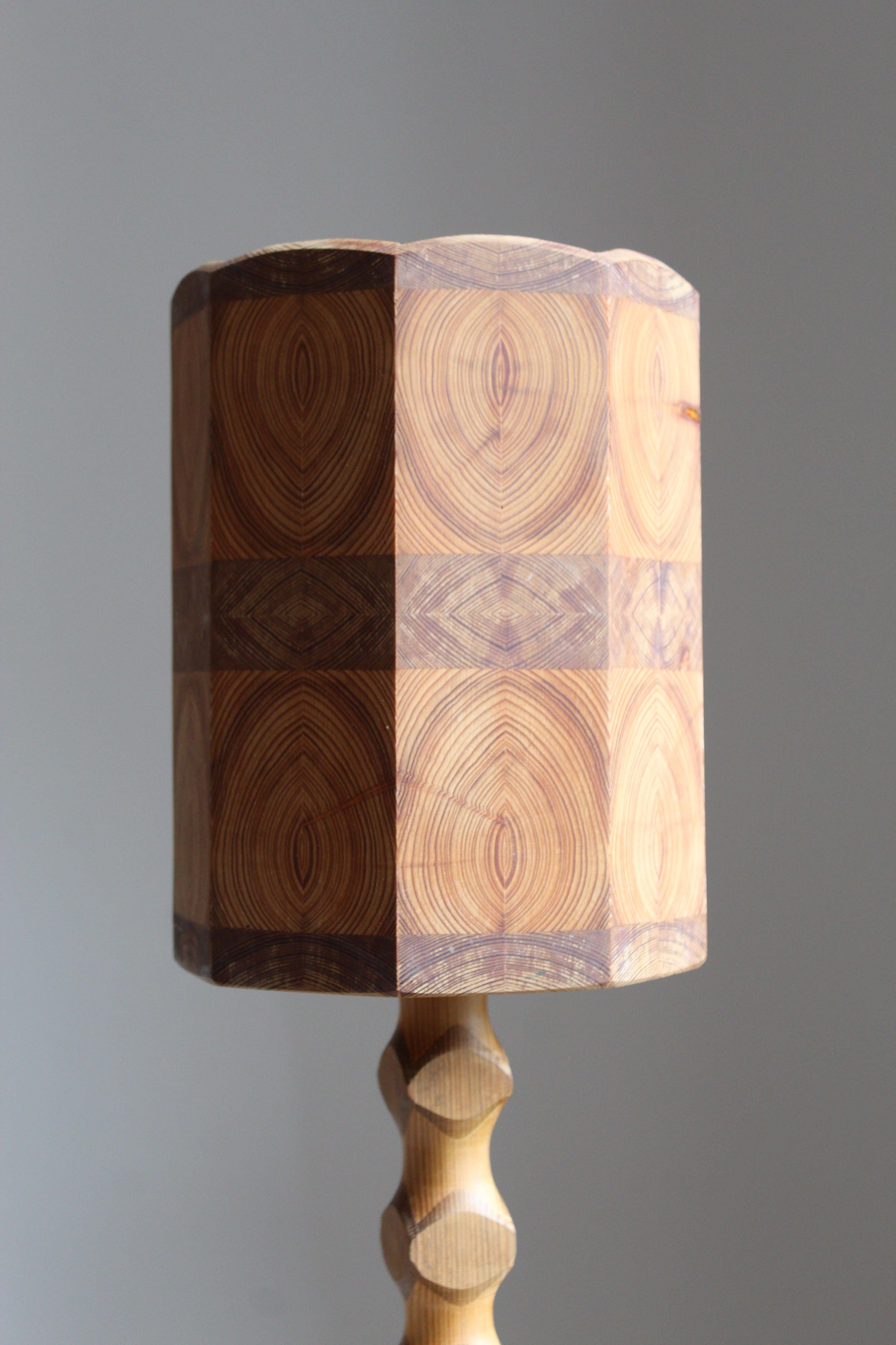 Swedish, Minimalist Table Lamp, Pine, Sweden, 1960s In Fair Condition In High Point, NC