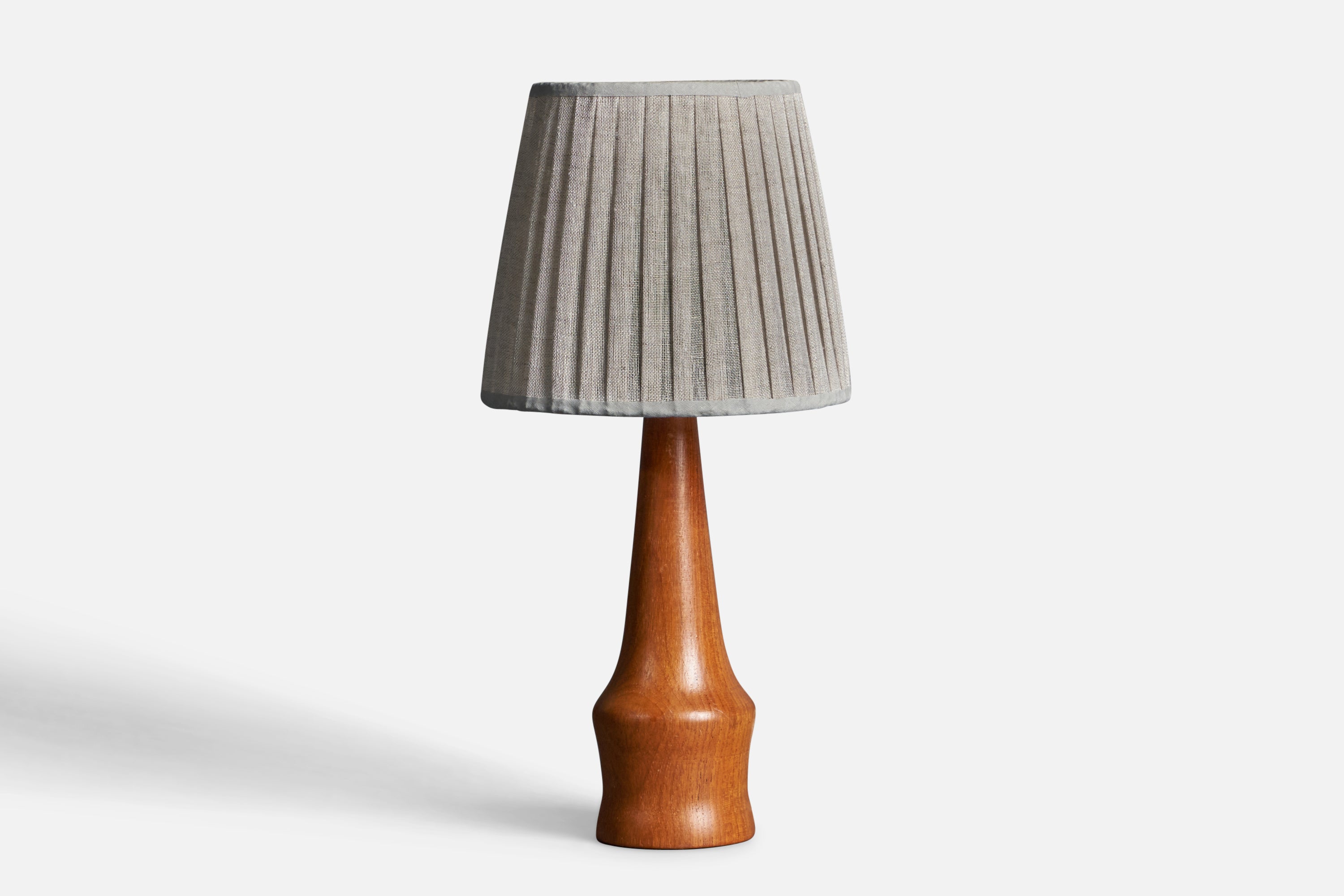 Swedish, Minimalist Table Lamp, Solid Stained Oak, Sweden, 1960s For Sale