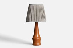 Swedish, Minimalist Table Lamp, Solid Stained Oak, Sweden, 1960s