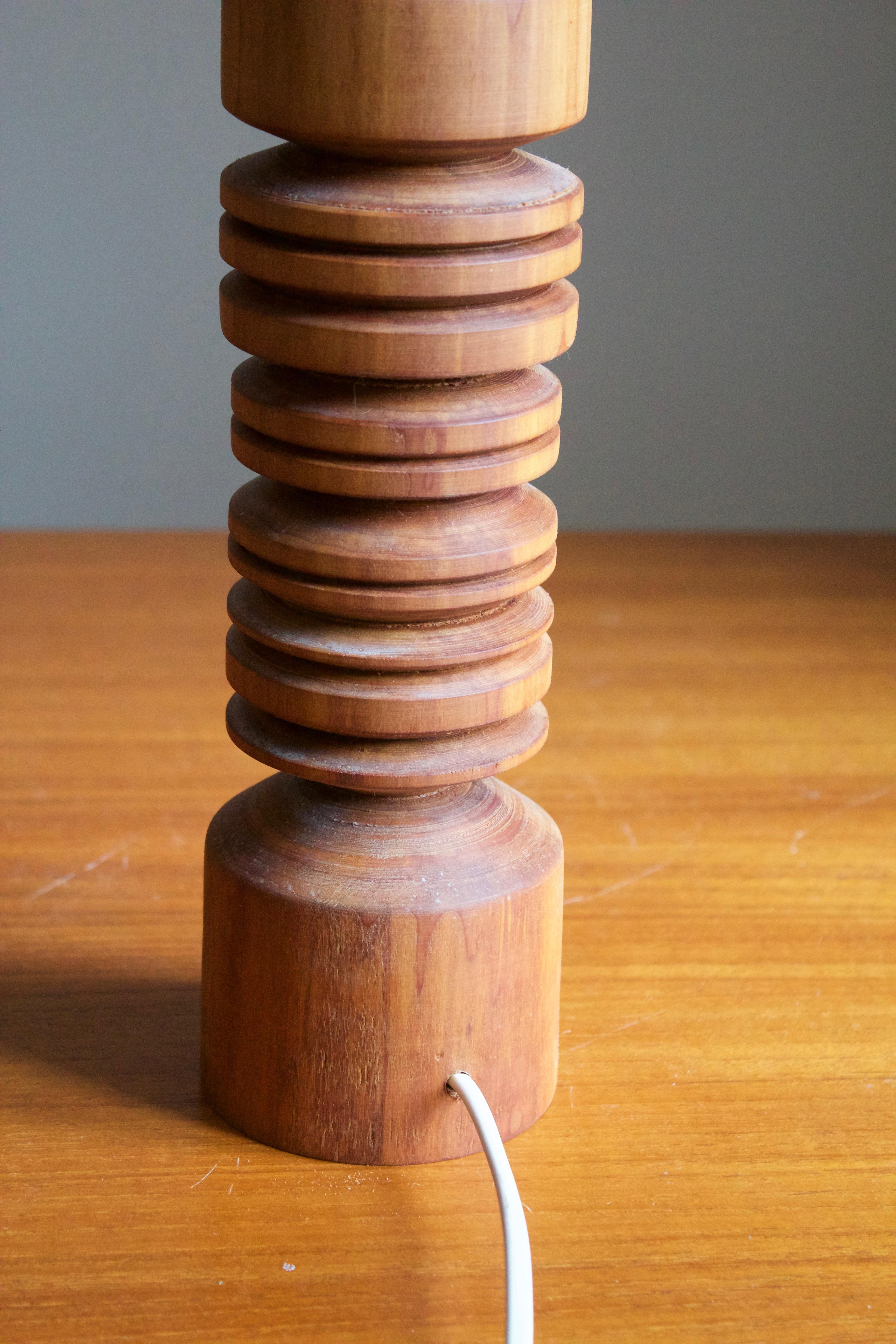 Swedish, Minimalist Table Lamp, Stained Wood, Sweden, 1970s In Good Condition In High Point, NC