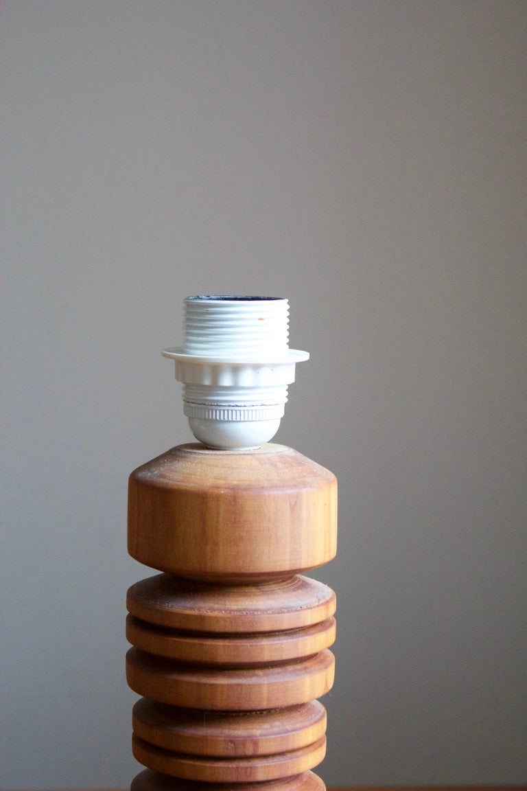 Mid-20th Century Swedish, Minimalist Table Lamp, Stained Wood, Sweden, 1970s
