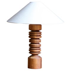 Swedish, Minimalist Table Lamp, Stained Wood, Sweden, 1970s