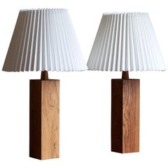 Swedish, Minimalist Table Lamps, Rosewood, Sweden, 1950s