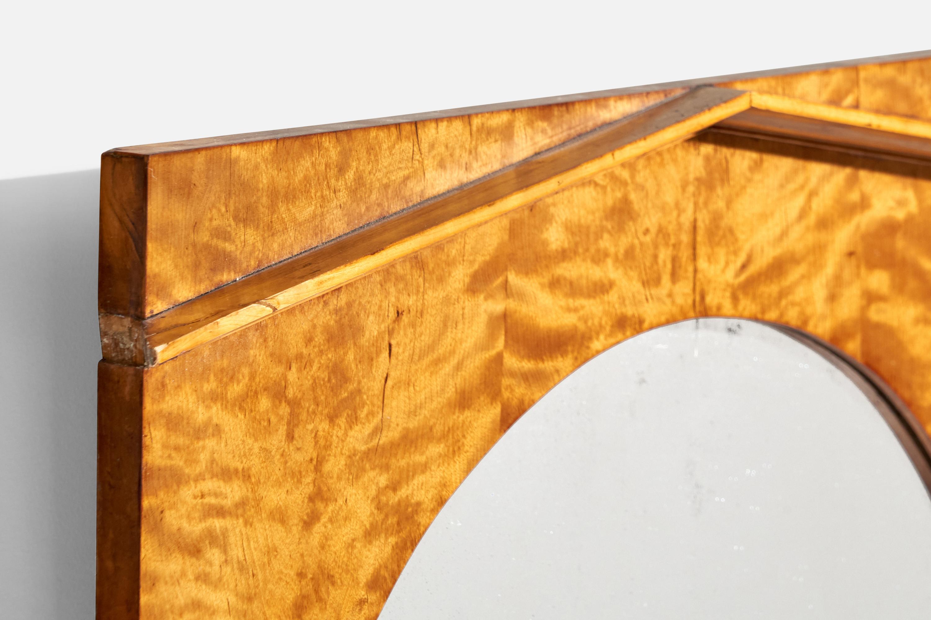 Suédois Miroir suédois, bois de ronce, verre de miroir original, Suède, années 1930 en vente