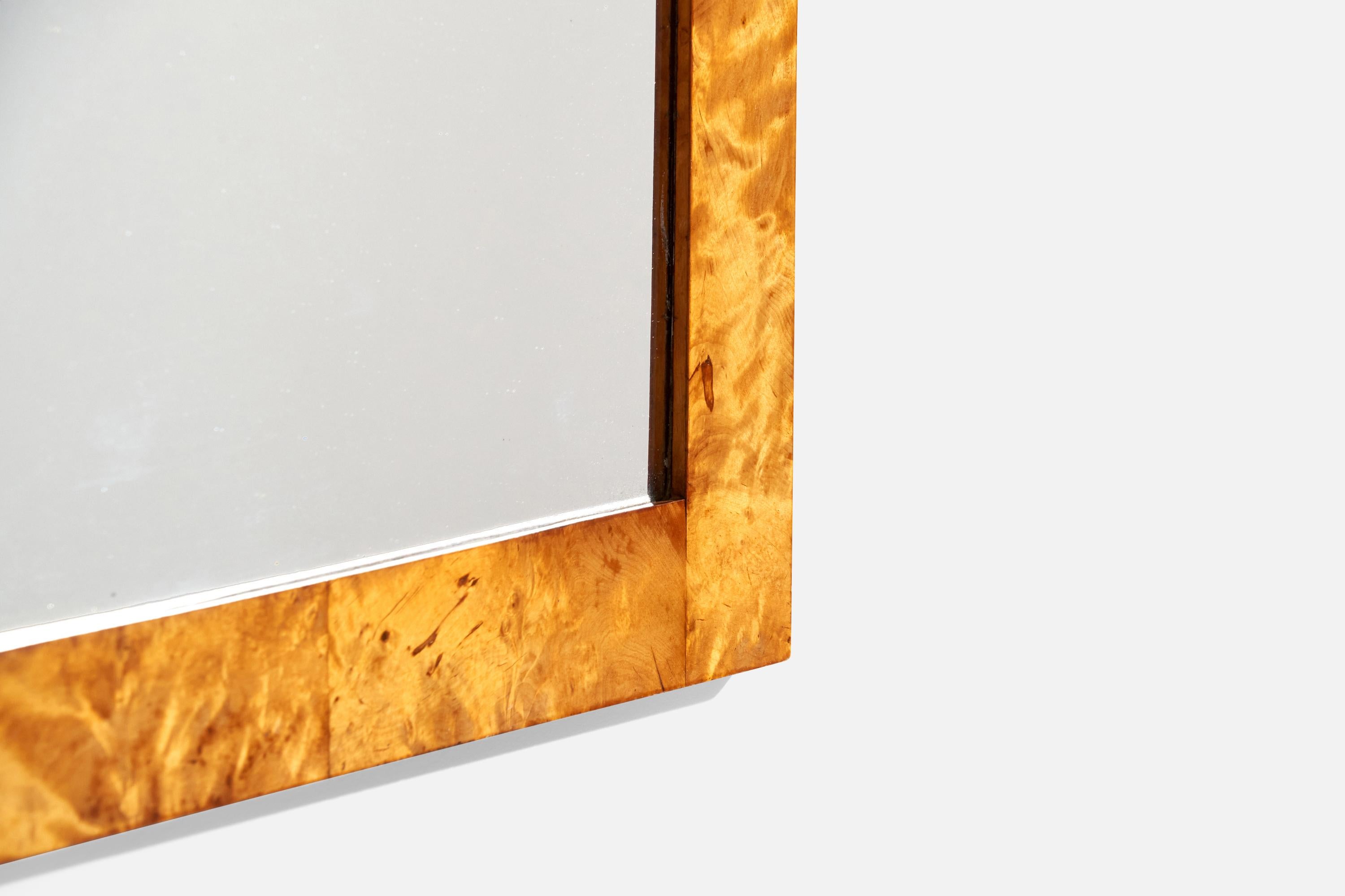 Miroir suédois, bois de ronce, verre de miroir original, Suède, années 1930 en vente 3