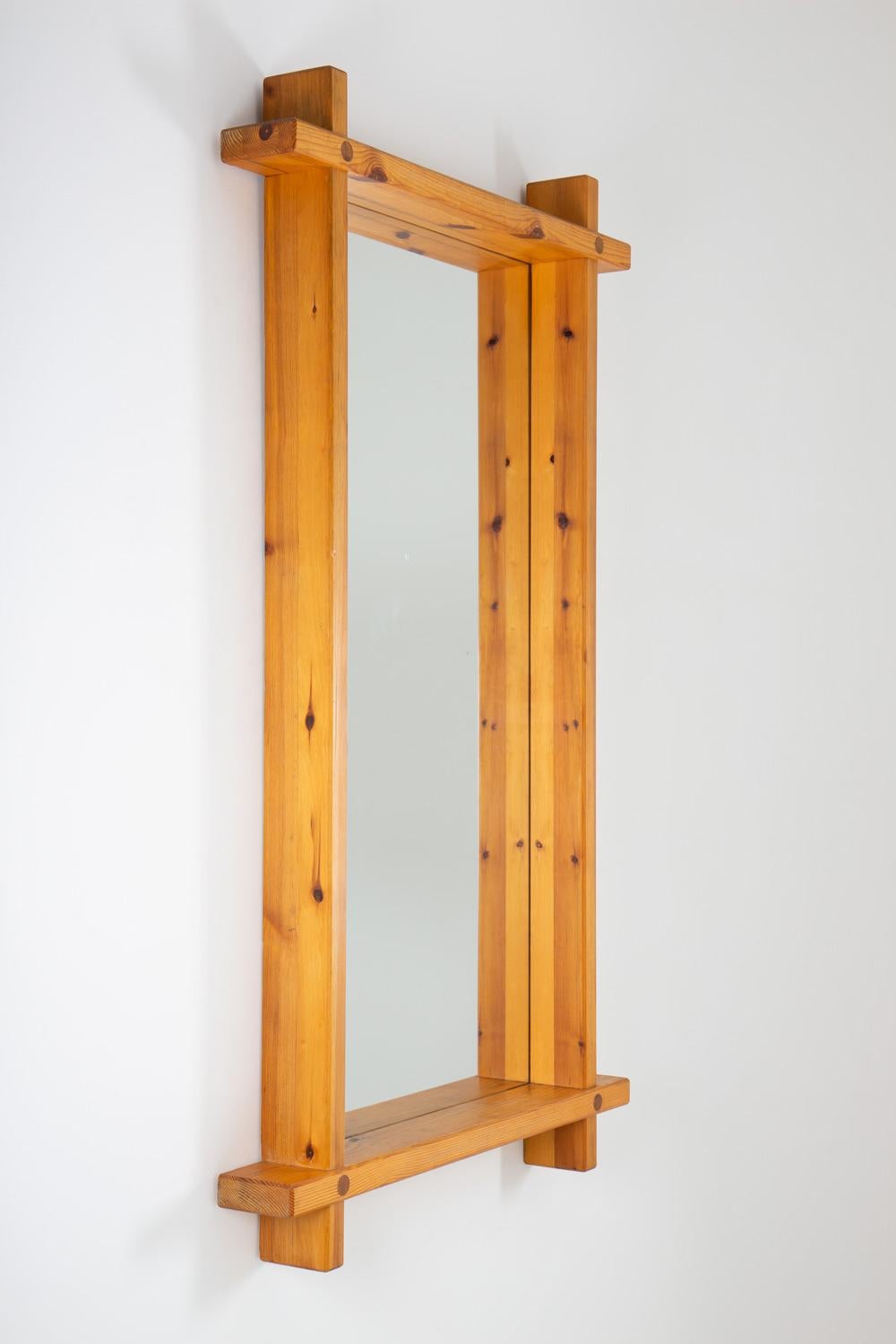 Mid-Century Modern Swedish Mirror in Pine by Eriksmåla