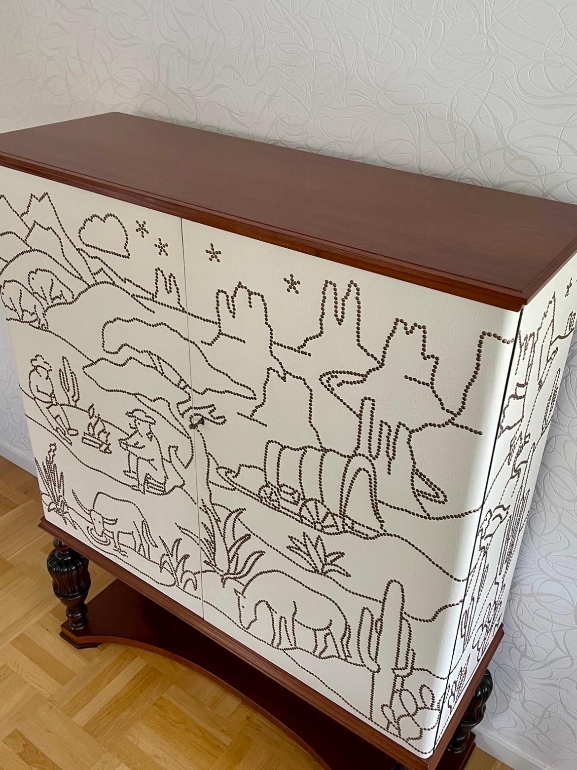 Swedish Modern 1930s Cabinet with newly designed pattern “The Emigrants” 3