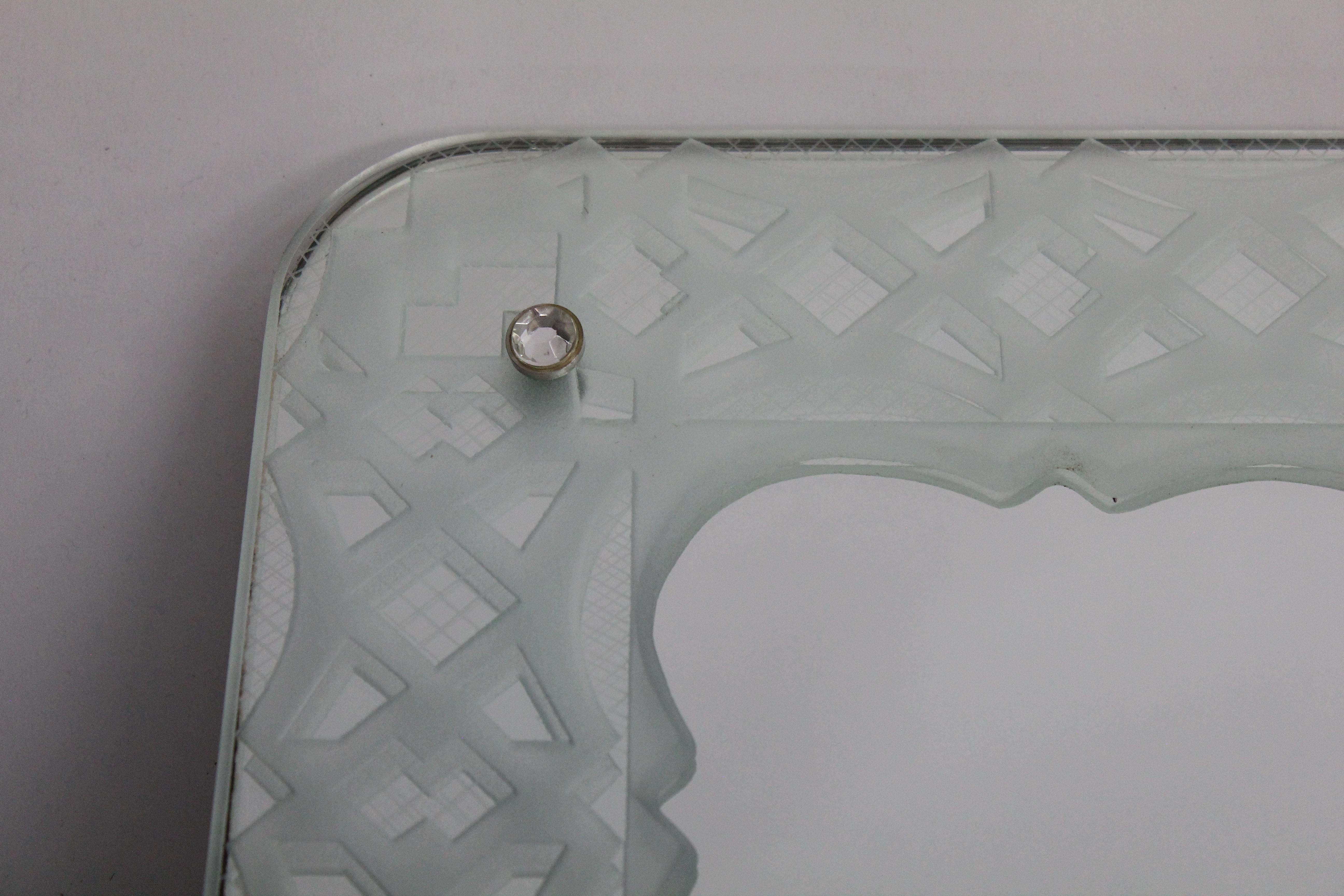 Swedish Modern, 1940s-1950s, Mirror with Etched and Engraved Decor For Sale 9