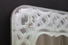 Swedish Modern, 1940s-1950s, Mirror with Etched and Engraved Decor