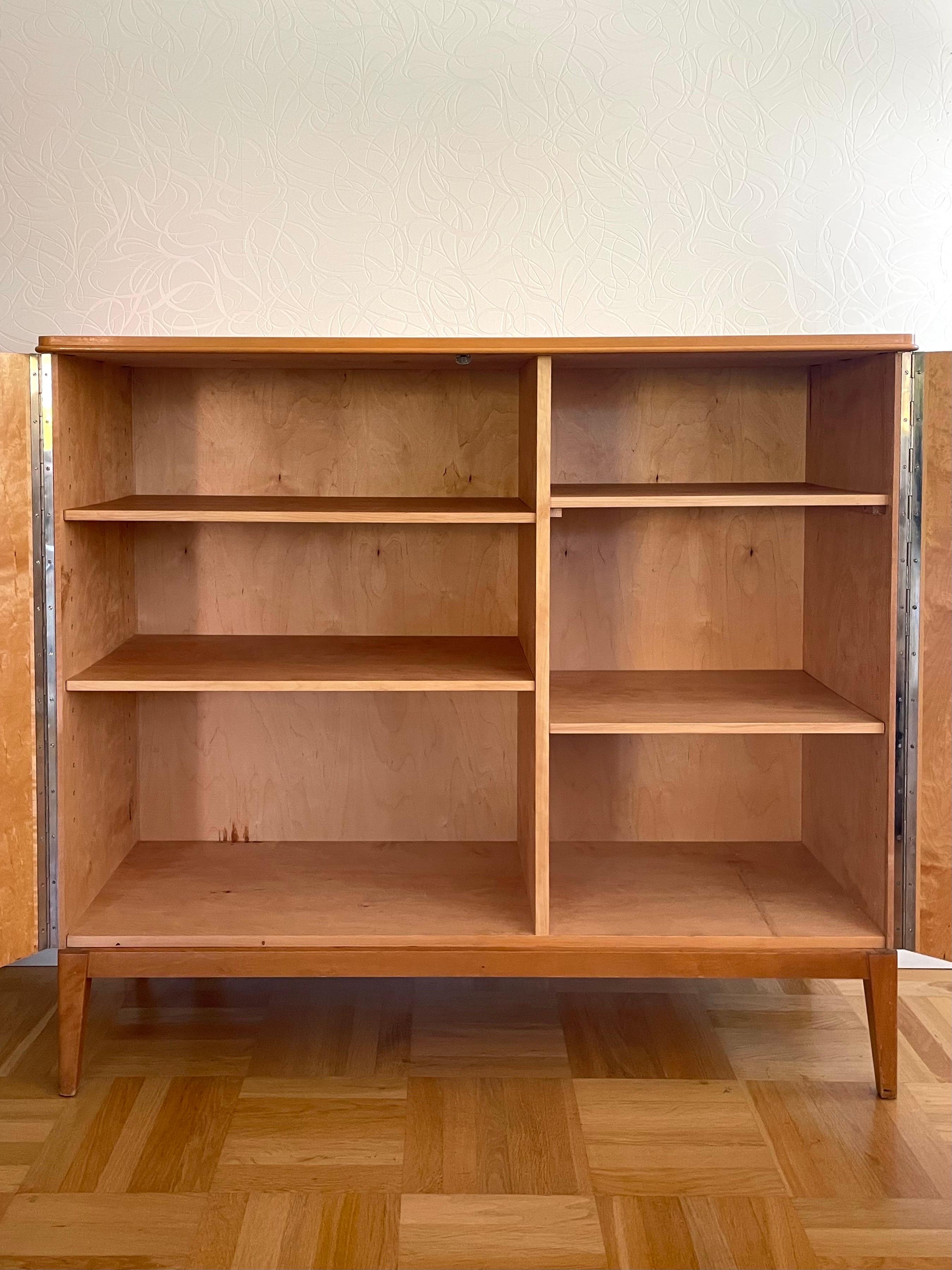 Swedish Modern 1950s Botanical Cabinet in Birch with Nordic Floral Decor 4