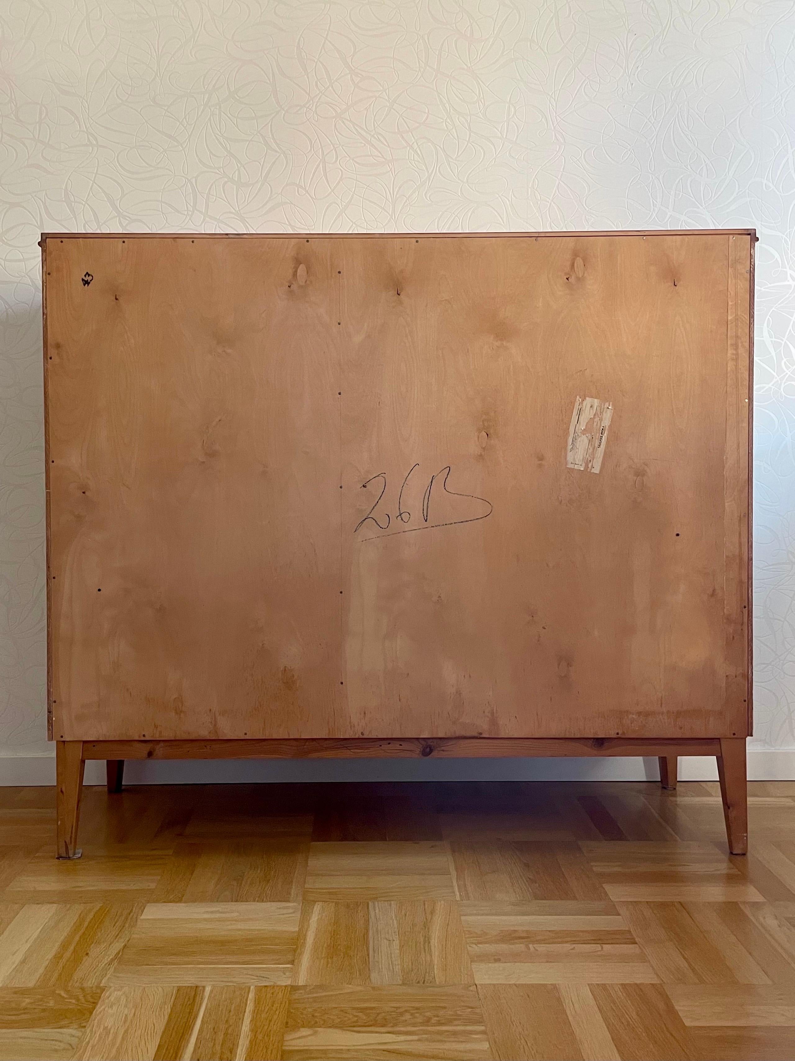 Swedish Modern 1950s Botanical Cabinet in Birch with Nordic Floral Decor 5