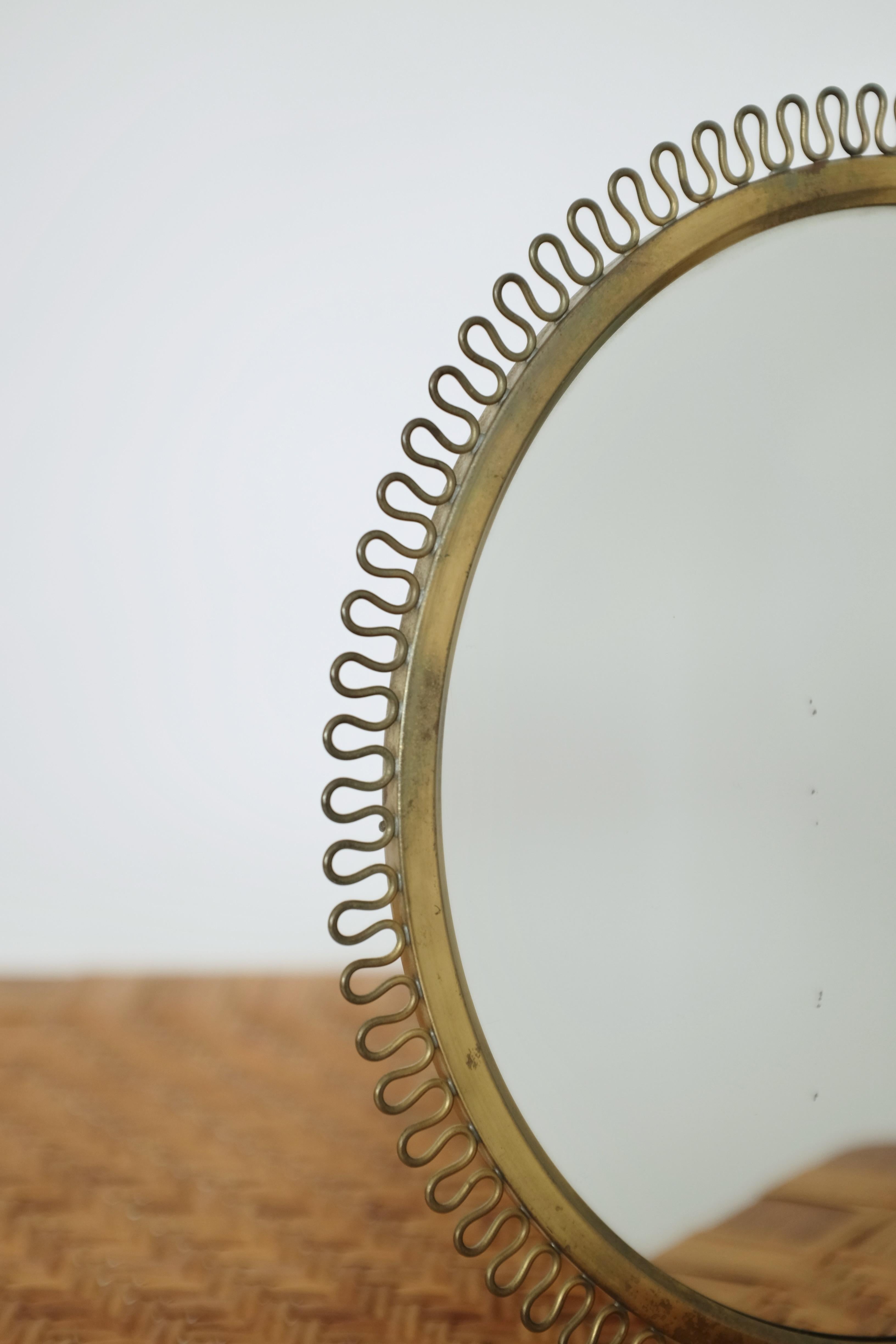 Scandinavian Modern Swedish Modern 1950's Brass Mirror For Sale