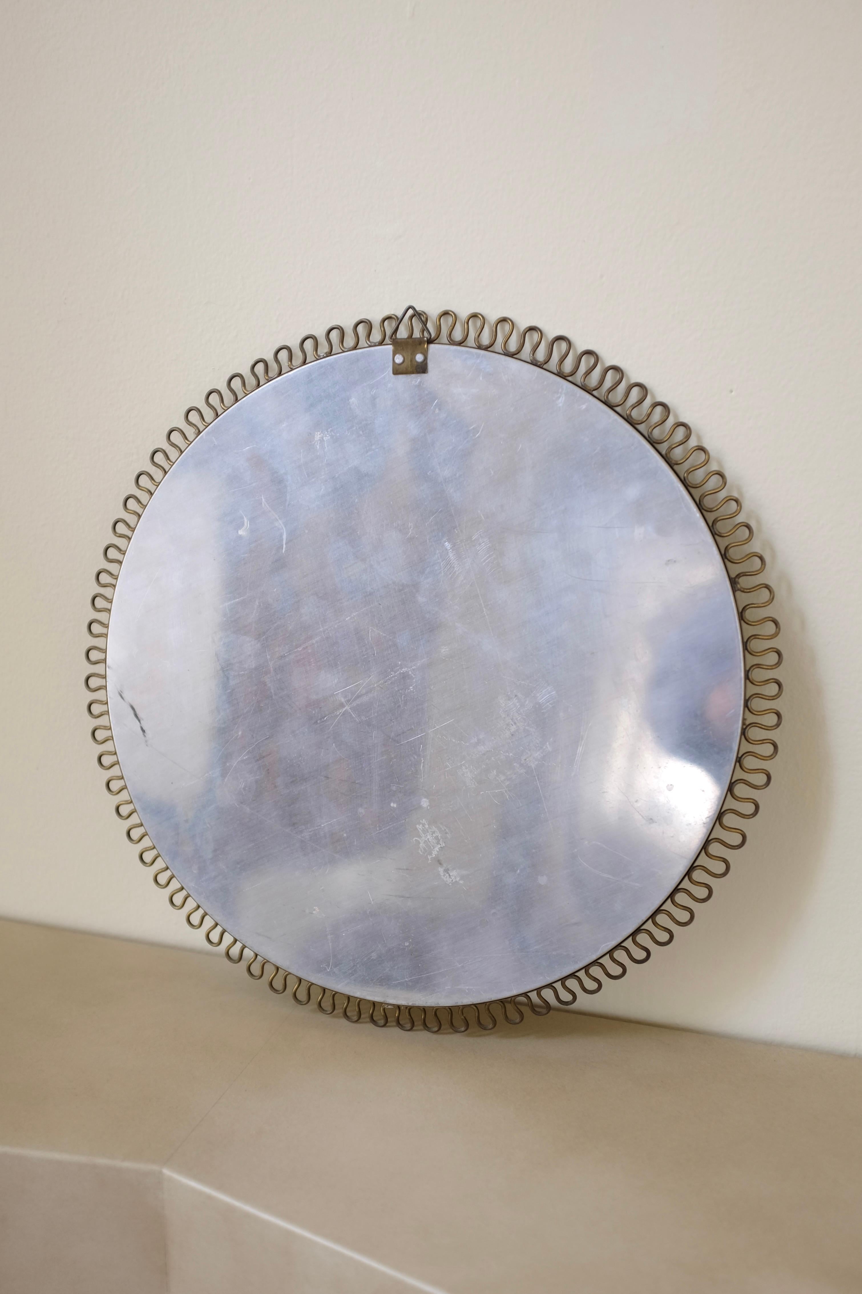 Swedish Modern 1950's Brass mirror In Good Condition For Sale In New York, NY