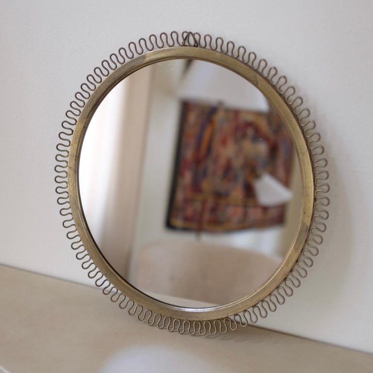 Swedish Modern 1950's Brass mirror For Sale at 1stDibs