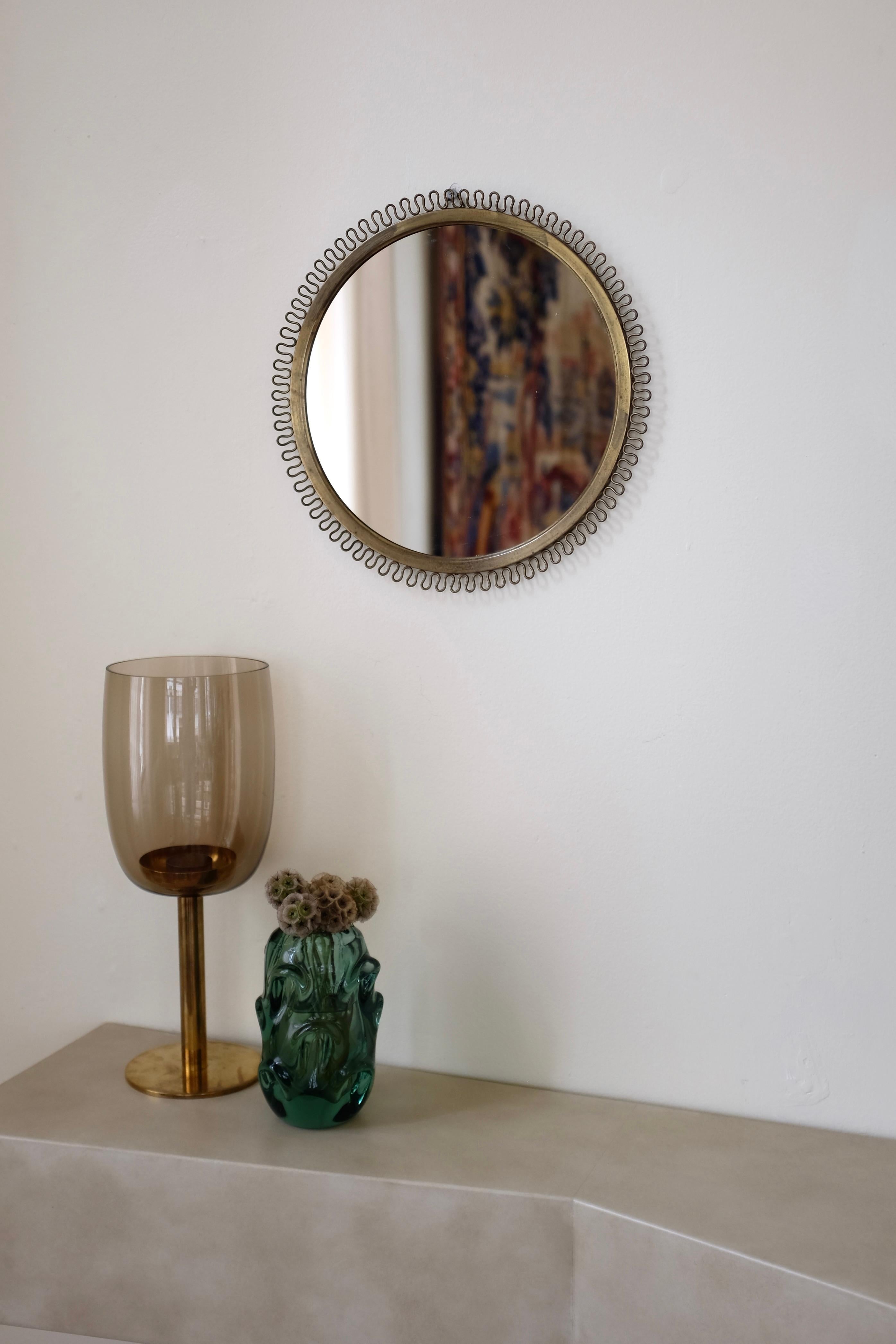 Swedish Modern 1950's Brass mirror For Sale 1