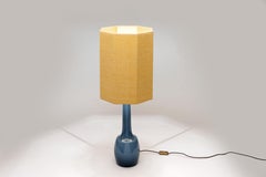 Swedish Modern 1960s Octagonal Blue Glass Table Lamp by Bergboms