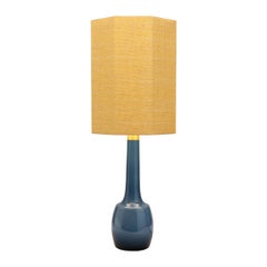 Swedish Modern 1960s Octagonal Blue Glass Table Lamp by Bergboms