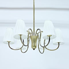 Swedish Modern, 6-light brass chandelier, 1930s/1940s