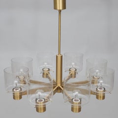 Swedish Modern 8 light brass chandelier by Boréns, 1960's