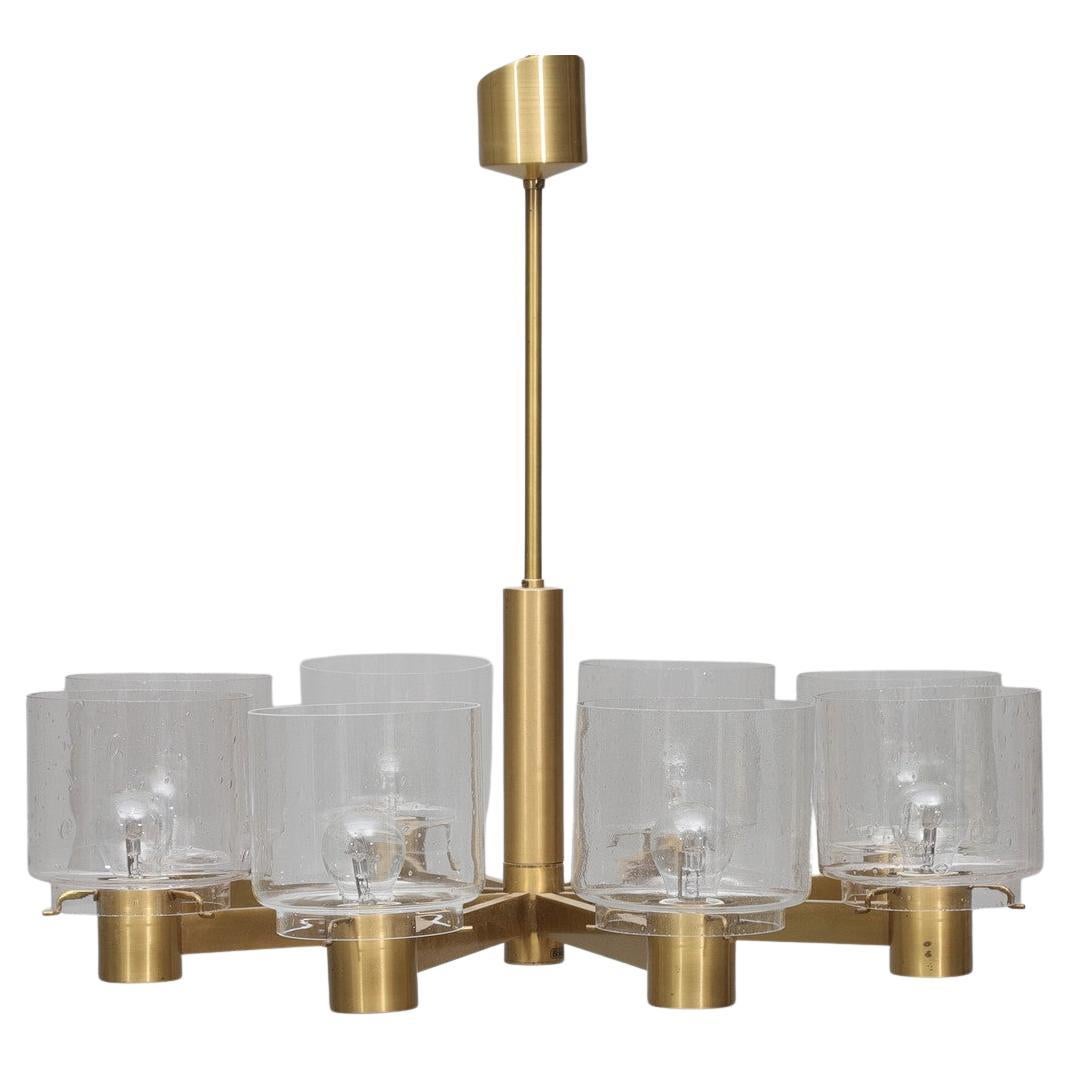 Swedish Modern 8 light brass chandelier by Boréns, 1960's