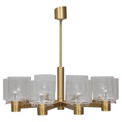 Swedish Modern 8 light brass chandelier by Boréns, 1960's